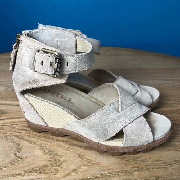 Sorel Joanie II Lug Sole Wedge Sandal Open Toe Comfort Shoe Tan Women’s Size 7 - Picture 1 of 9